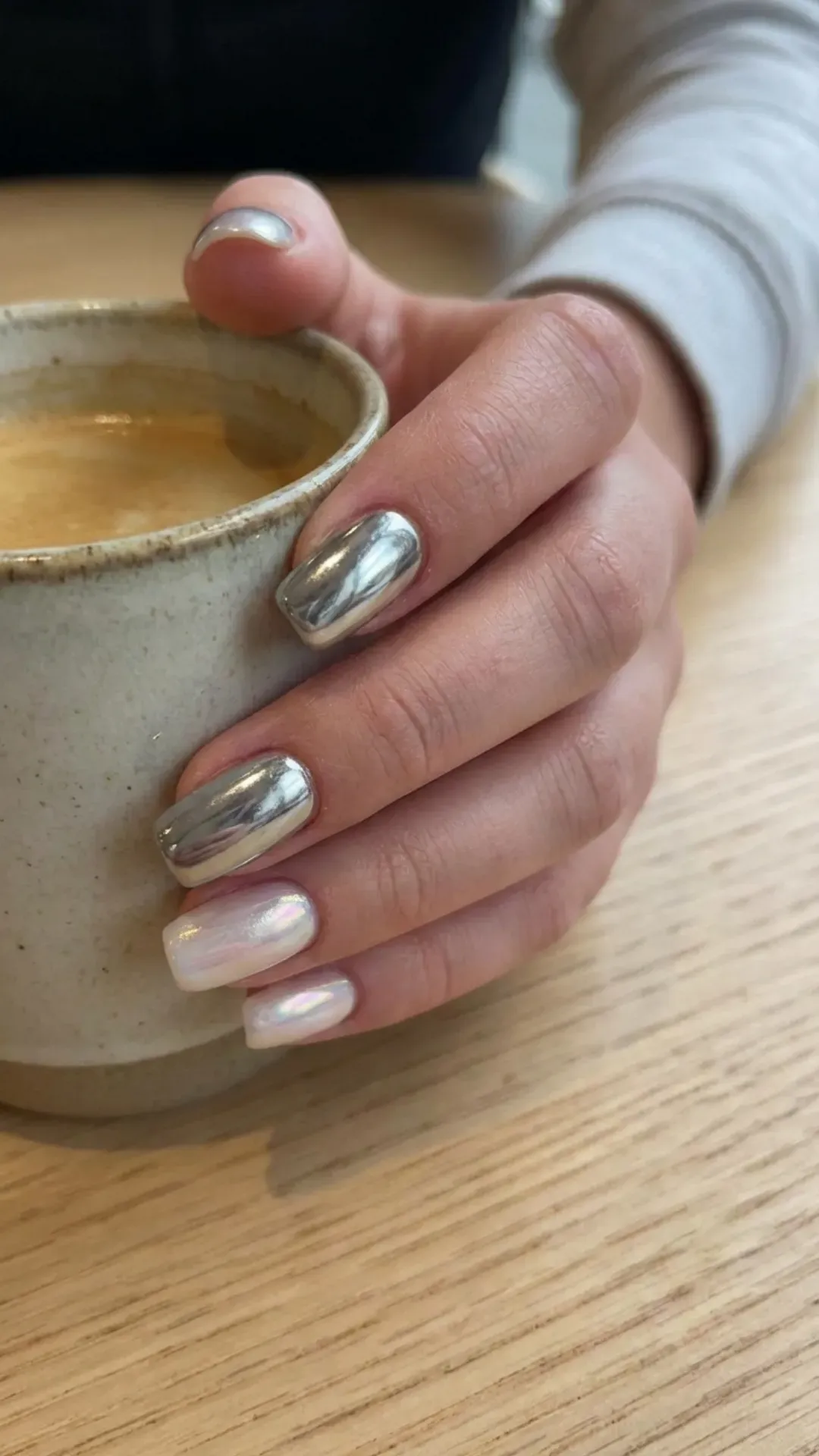 Silver Chrome & Glazed Donut Nails