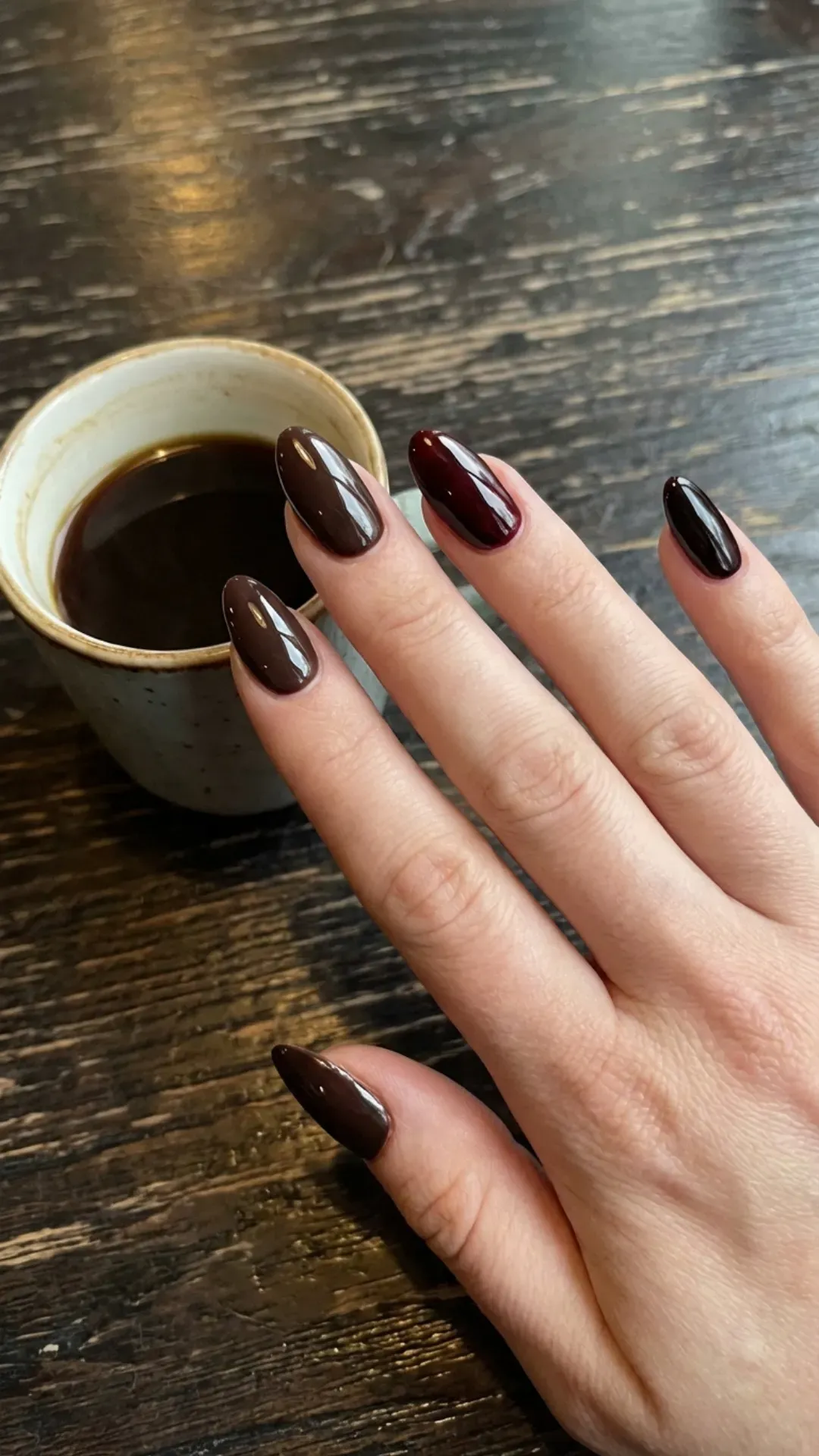 Deep Espresso & Black Cherry Nails