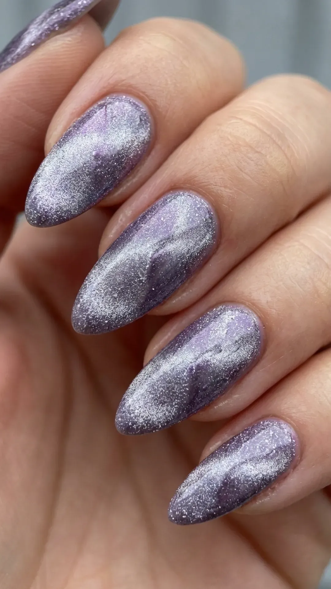 Textured magnetic digital lavender velvet gel nails VANSWEG.COM