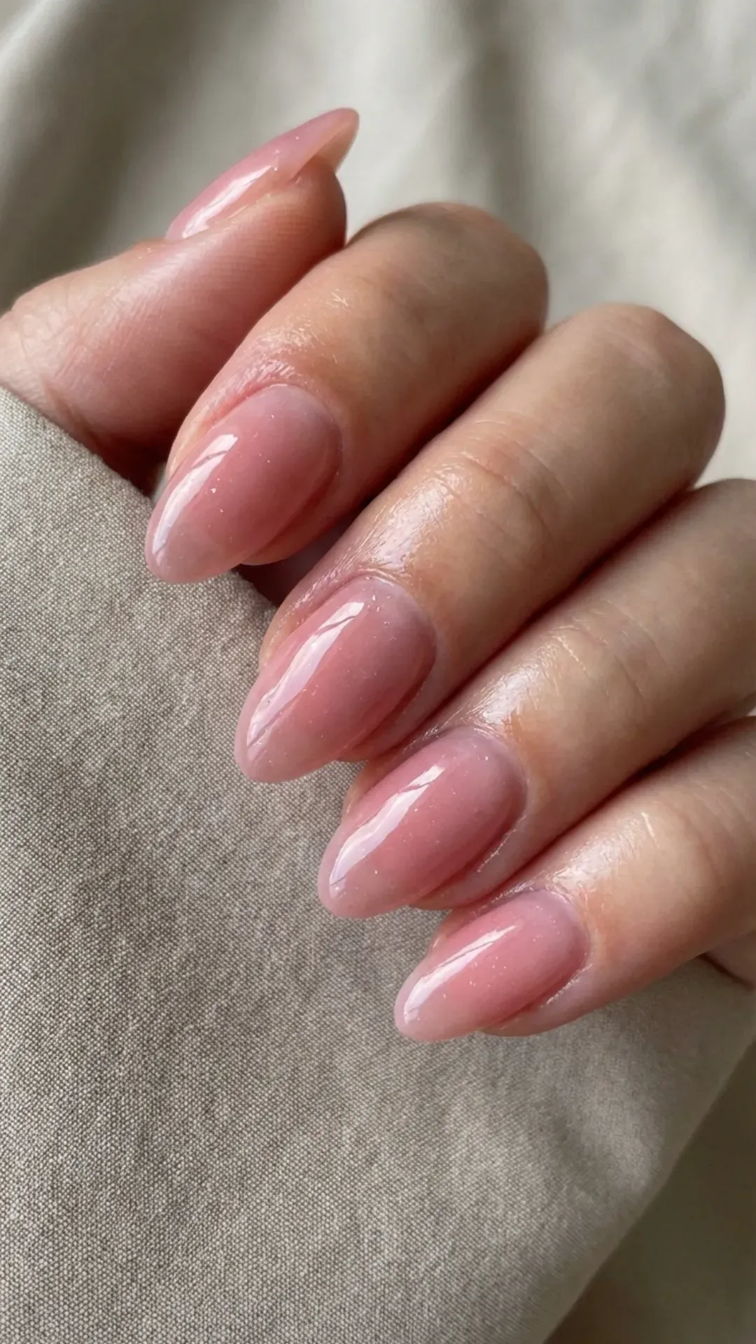  Translucent juicy blush pink syrup gel nails VANSWEG.COM