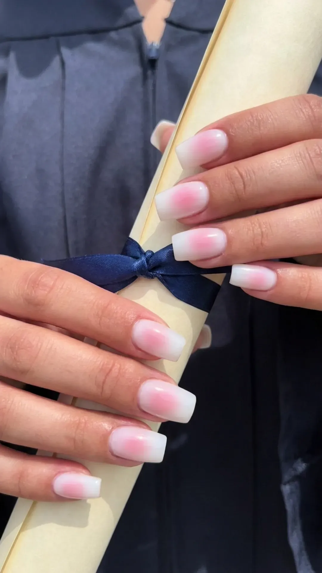 pale white base with diffused baby pink center aura nails by VANSWEG.COM