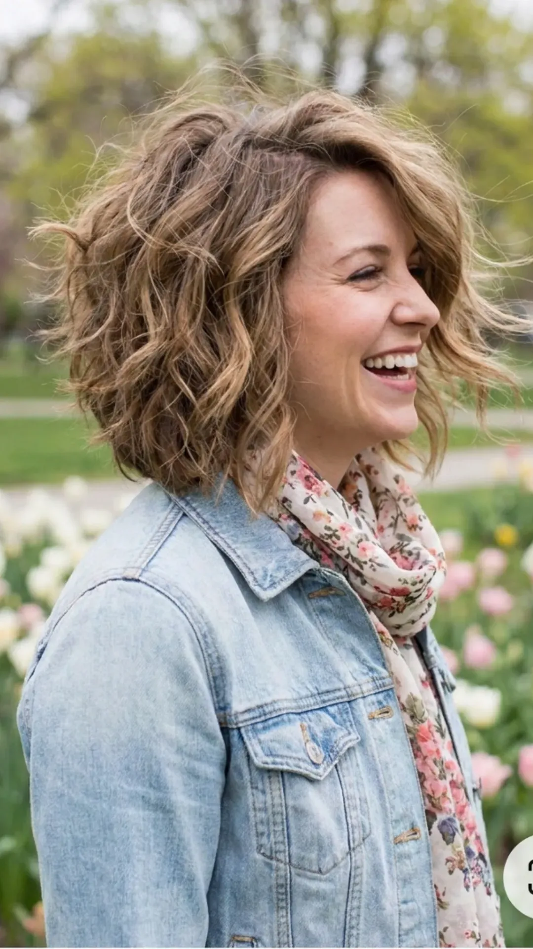 Shoulder-length textured bob cut styled with mousse for added volume and movement, offering an easy-to-manage and playful spring look.