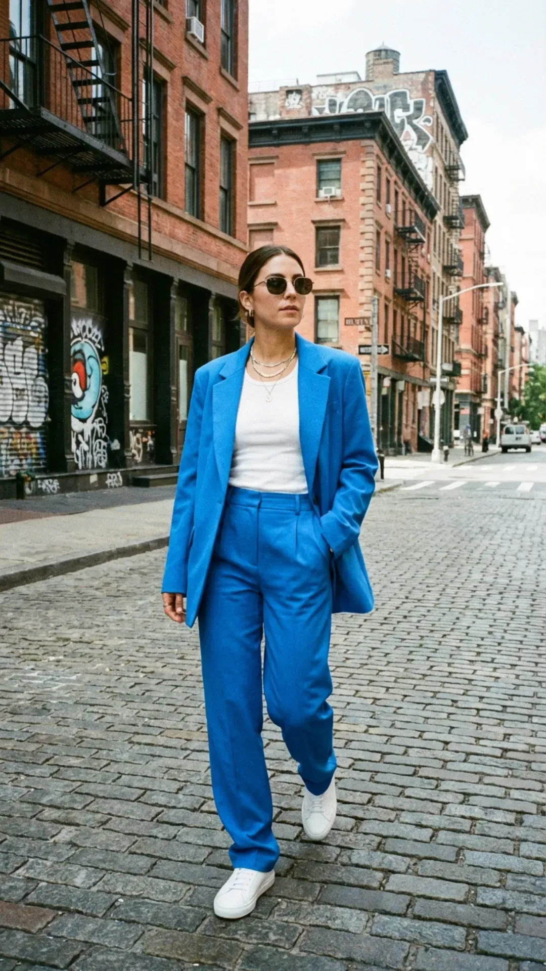 Electric blue oversized suit for a trendy outfit idea for women 2026