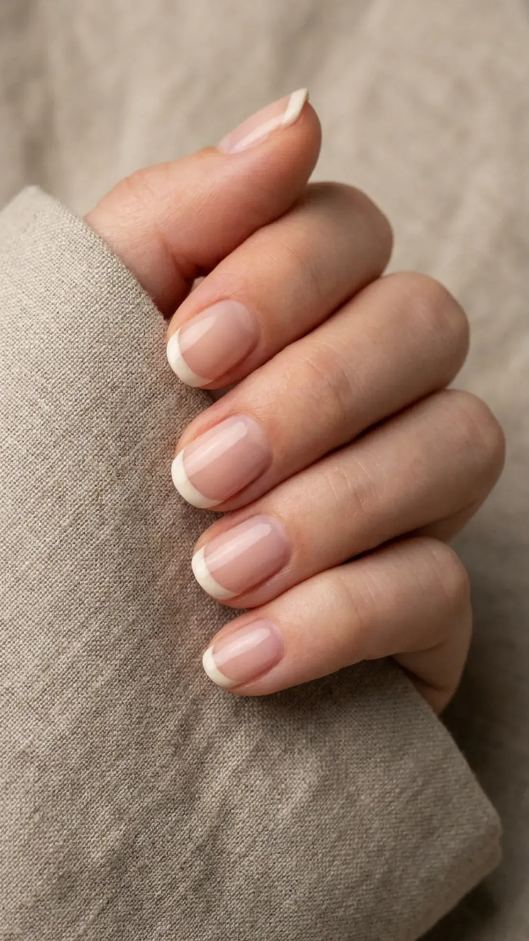 cloud dancer micro french tip nails modern minimal manicure by VANSWEG.COM