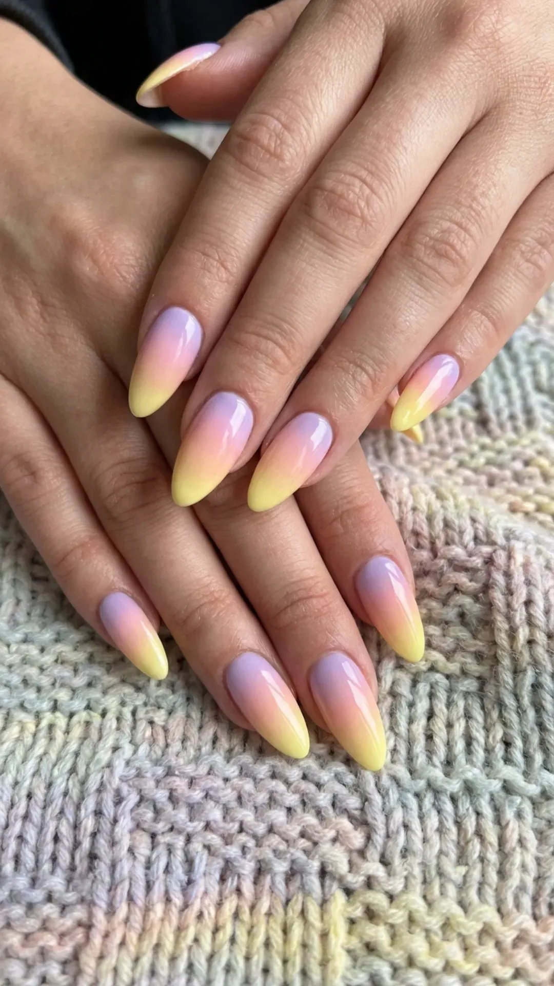 Pastel Ombre Nails - Ombre nails in mixed pastel colors like lavender, pink, peach, and lemon