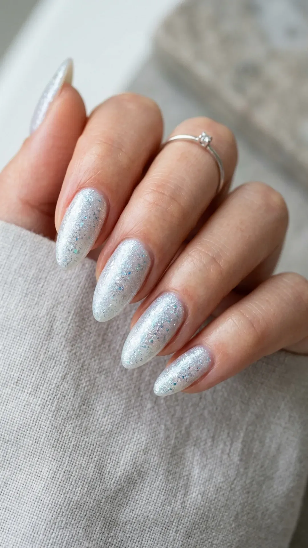 frosted shimmer cloud dancer nails for spring transition by VANSWEG.COM
