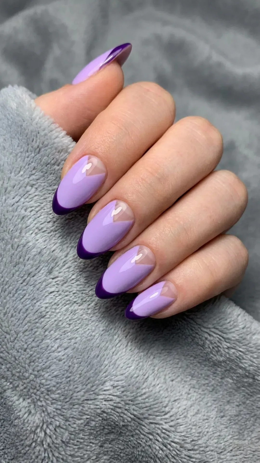Purple Nails with Negative Space and French Tip - Lavender nails with French accents and transparent negative space detail