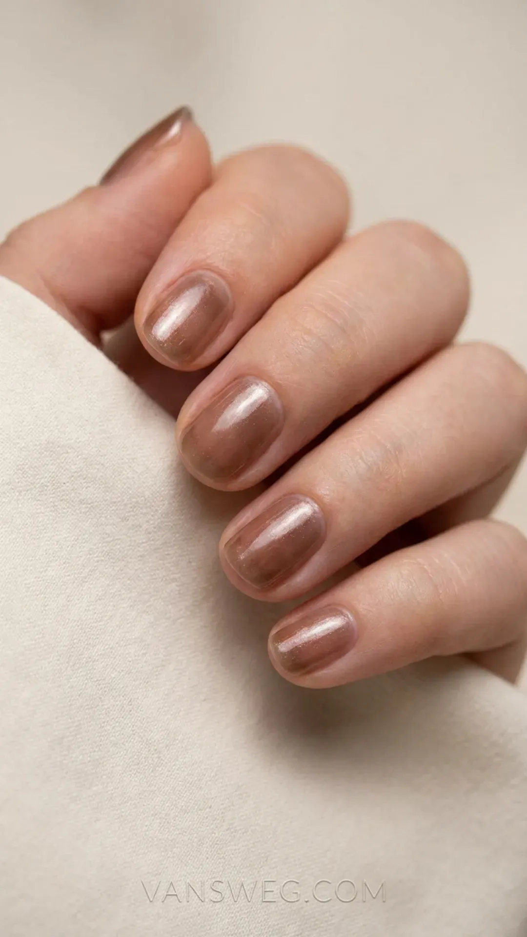 micro espresso chrome sheer dark nails by VANSWEG.COM