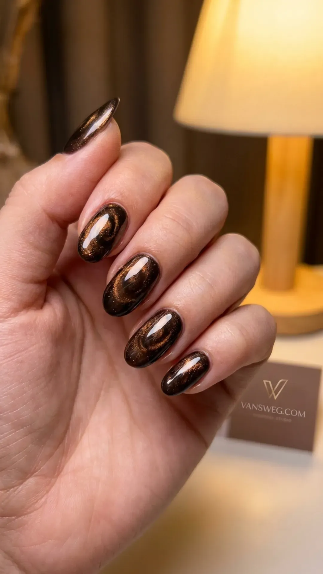 shimmering coffee bean glazed nails bronze undertones by VANSWEG.COM