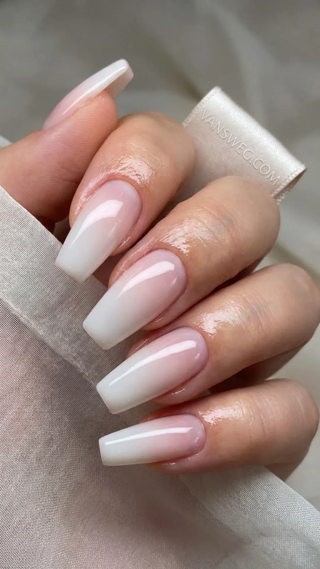 seamless fade subtle ombre korean glass nails chic manicure by VANSWEG.COM