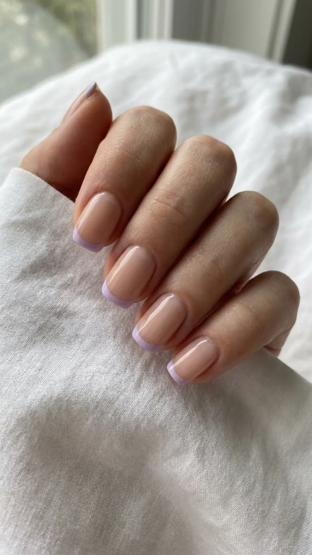  delicate soft lavender micro-french manicure by VANSWEG.COM