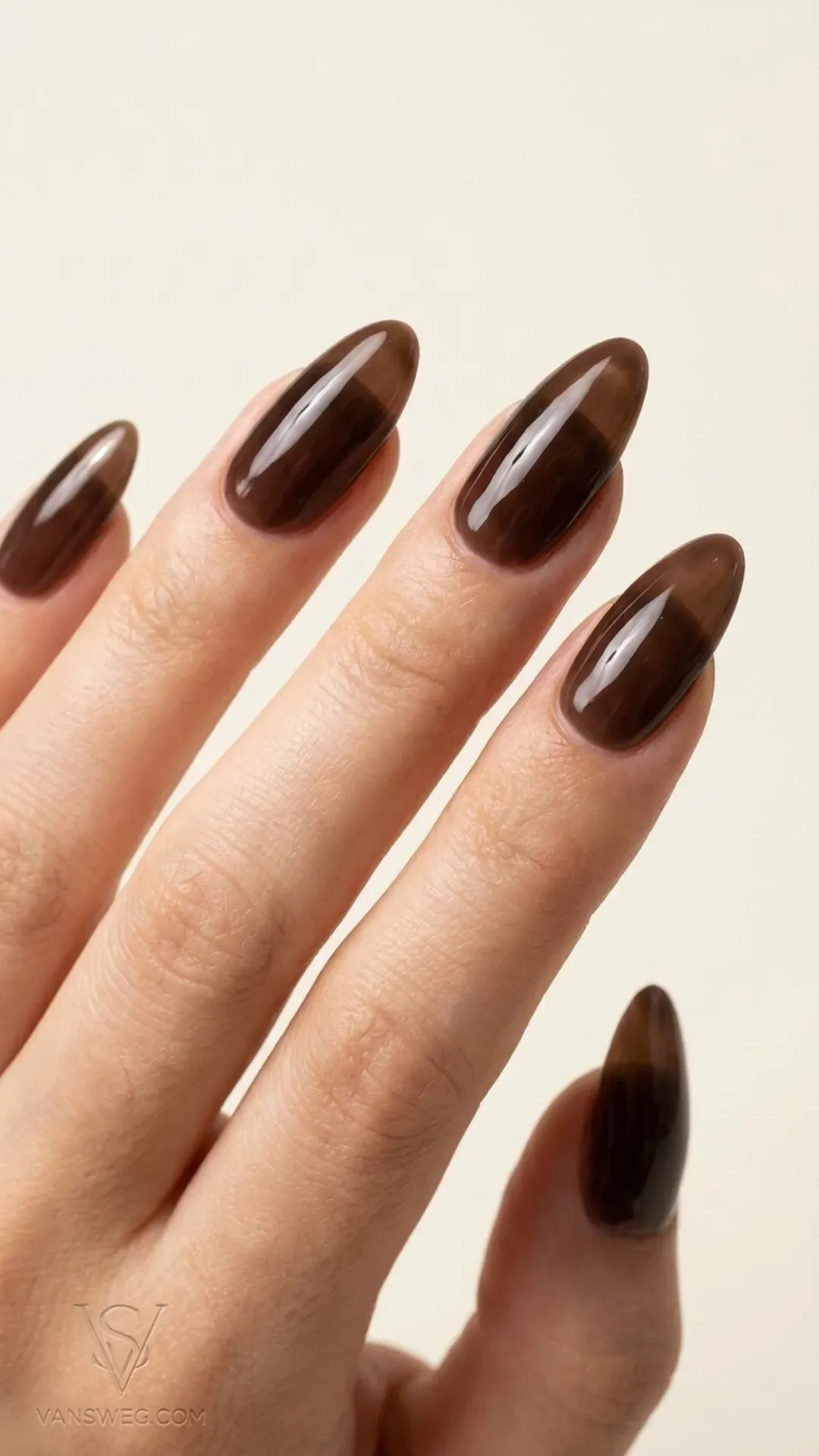 sheer espresso wash glazed jelly nails by VANSWEG.COM