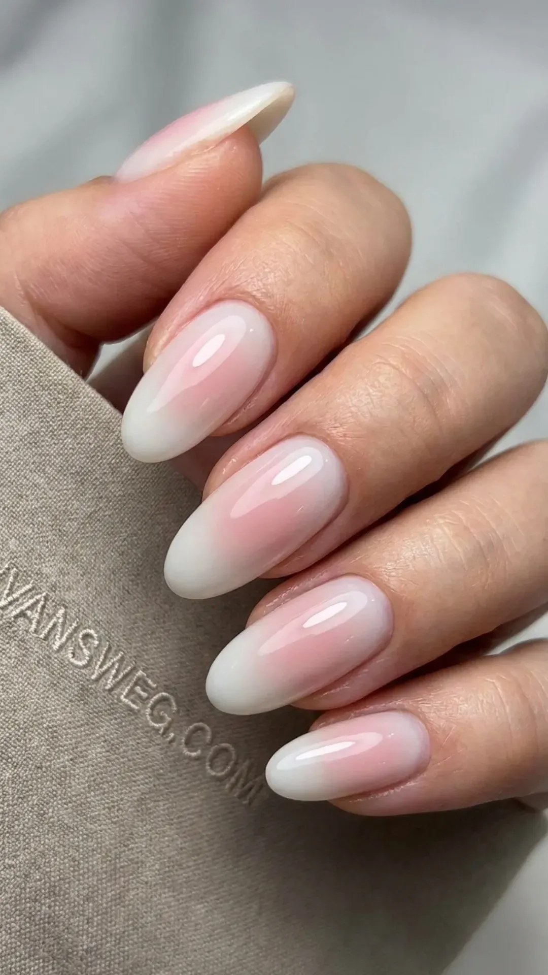  soft glowing blush aura korean glass nails futuristic manicure by VANSWEG.COM