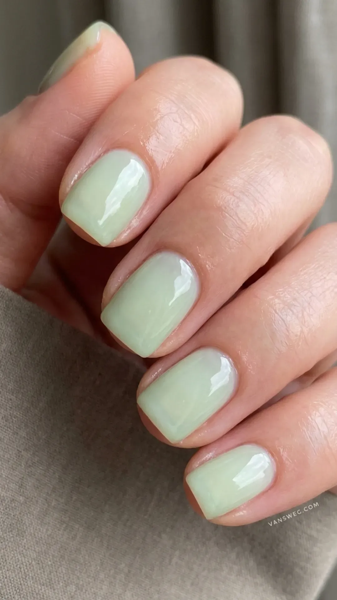 sheer milky green iced matcha soap nails aesthetic by VANSWEG.COM