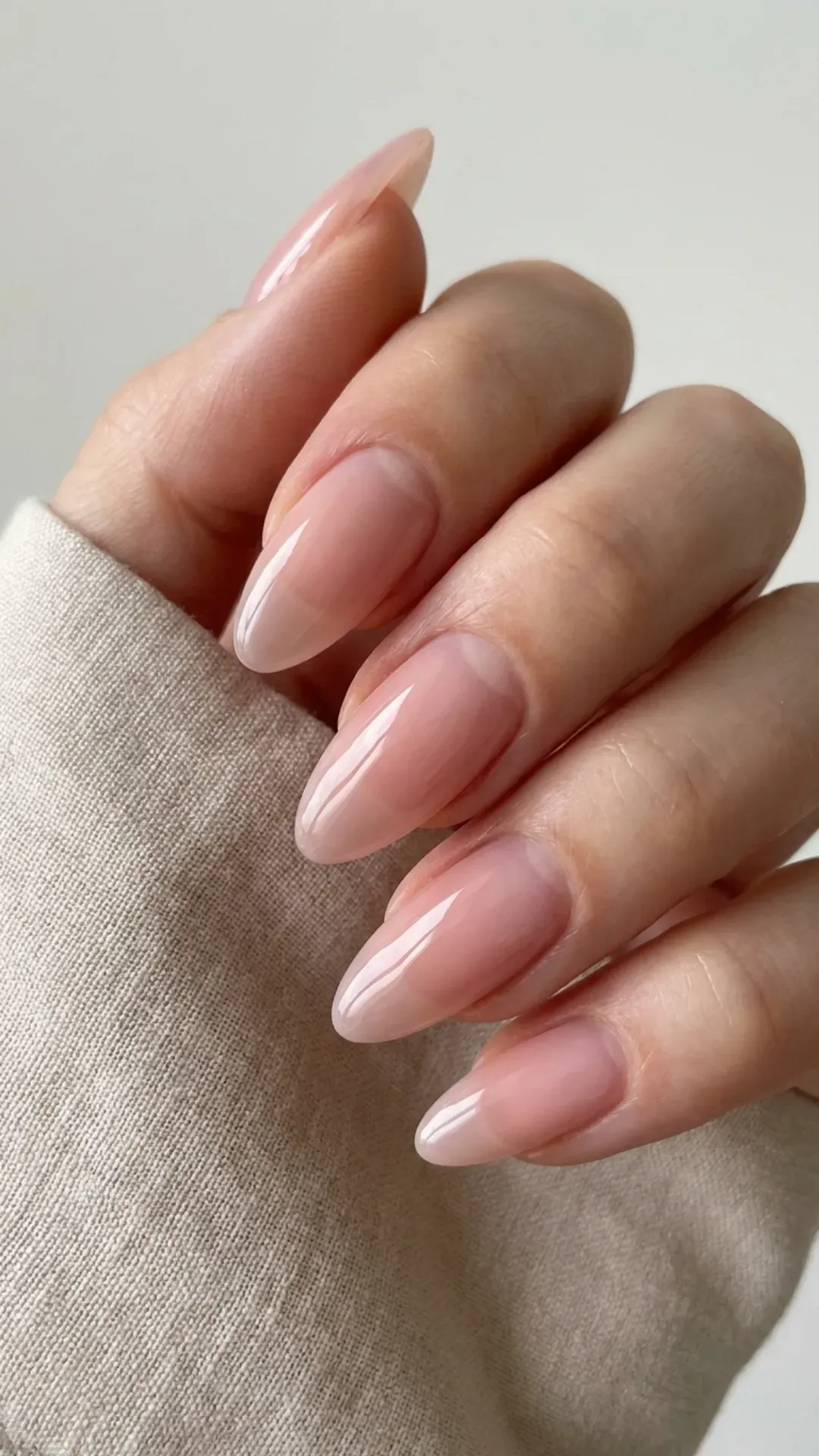 sheer squishy translucent jelly blush pink almond nails by VANSWEG.COM