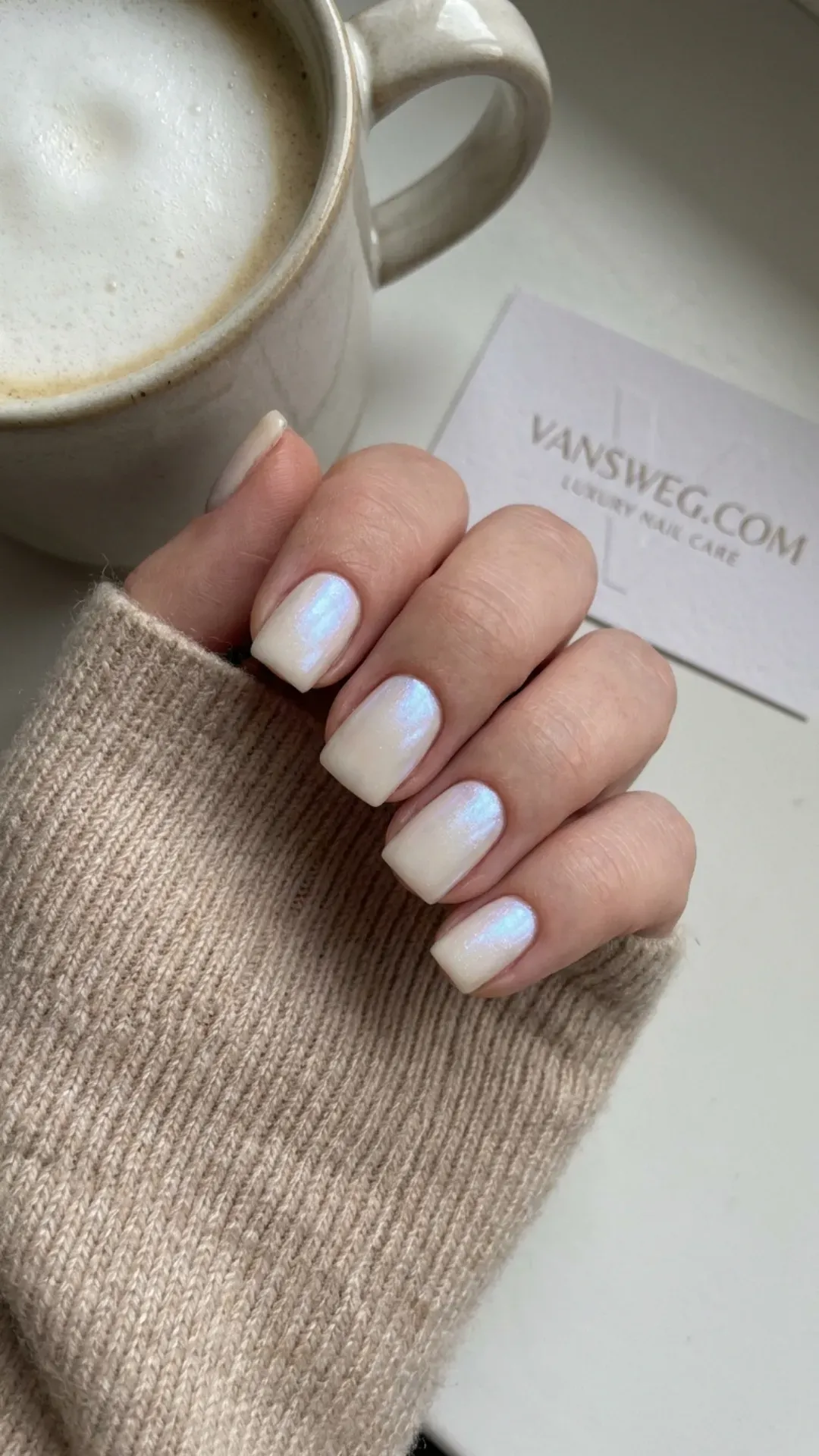 frosty iced vanilla pastel opalescent pearl chrome nails by VANSWEG.COM