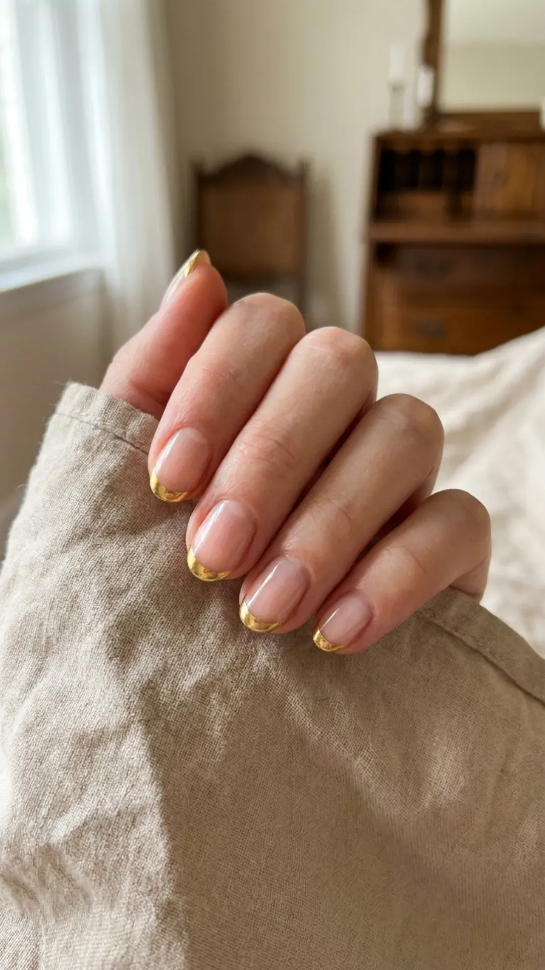 opulent gold foil micro-french manicure by VANSWEG.COM
