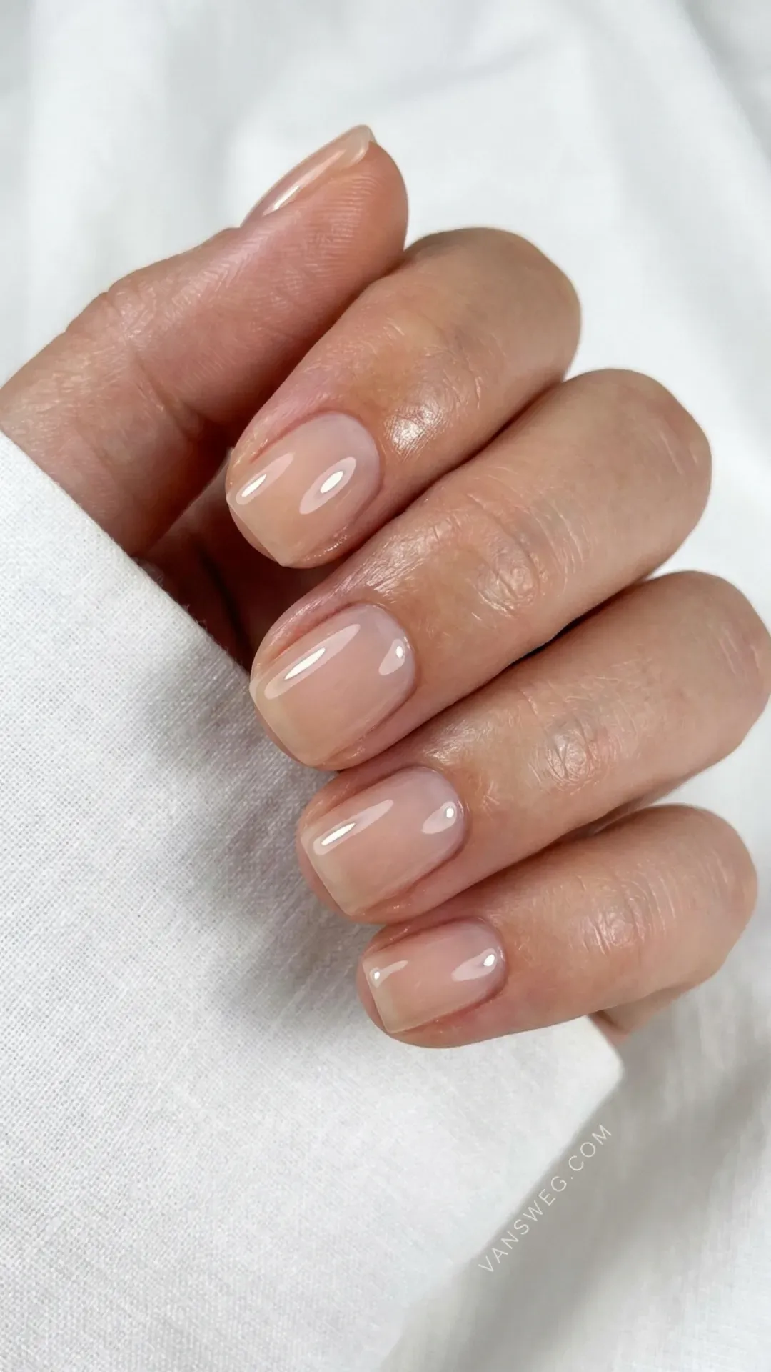 custom matched nude translucent korean glass nails quiet luxury manicure by VANSWEG.COM