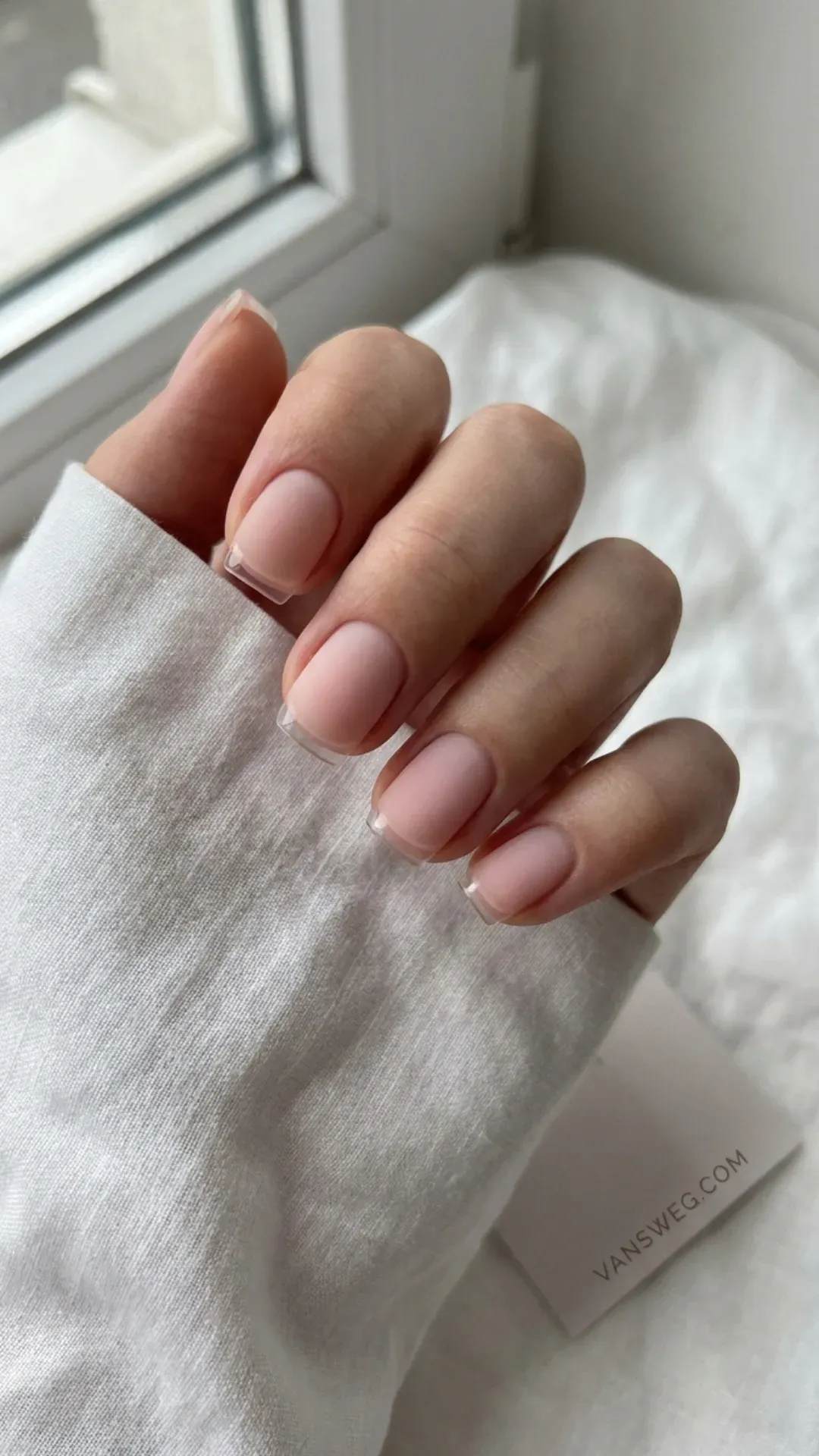modern matte base with glossy micro-french tip by VANSWEG.COM