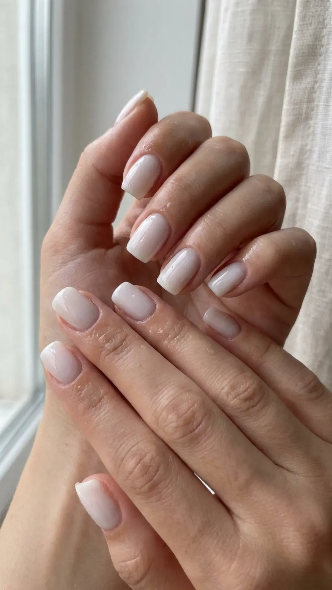 sheer white milky cloud soap nails minimalist manicure by VANSWEG.COM