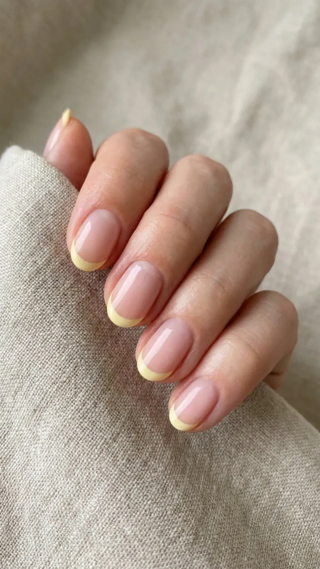  soft butter yellow micro-french minimalist nails by VANSWEG.COM