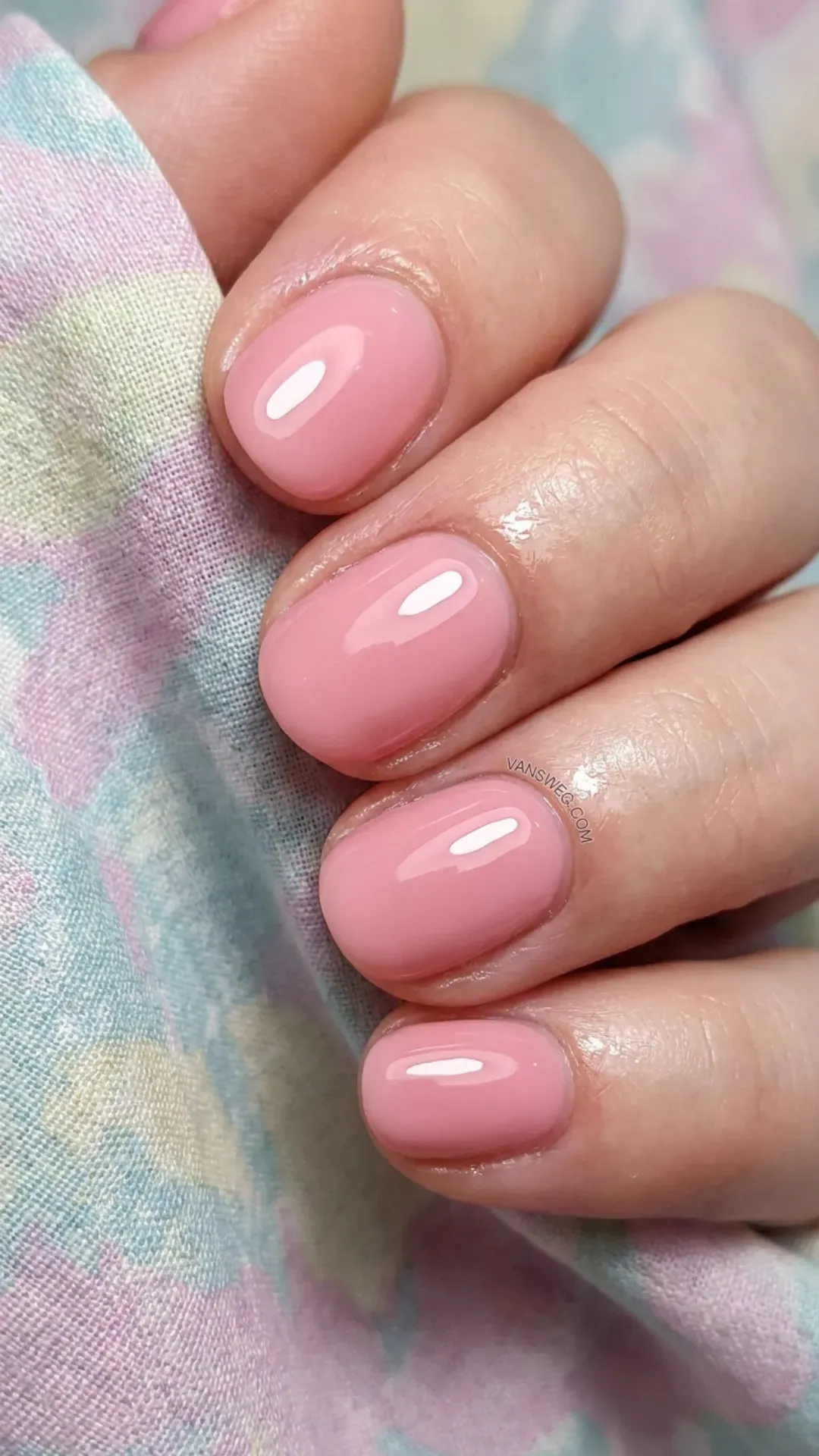 playful creamy strawberry milk korean glass nails sweet manicure by VANSWEG.COM