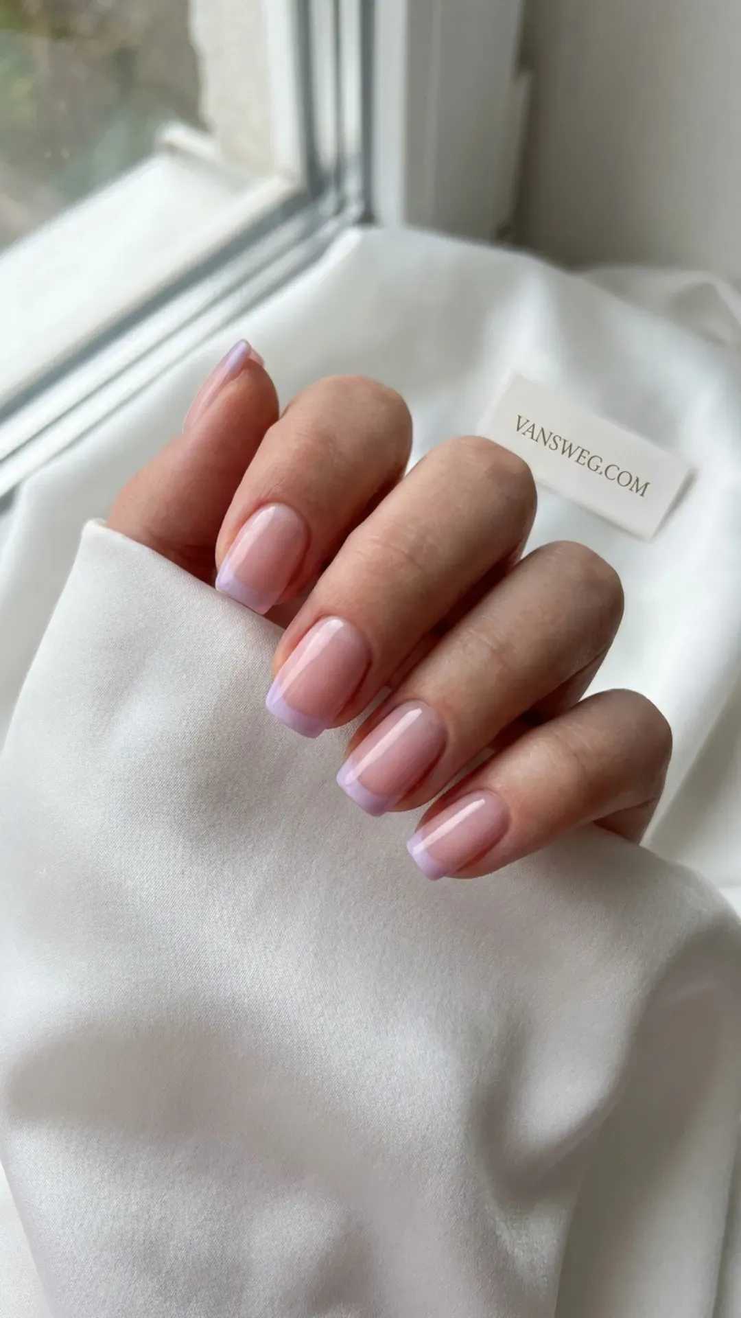 sheer lilac micro-french manicure by VANSWEG.COM