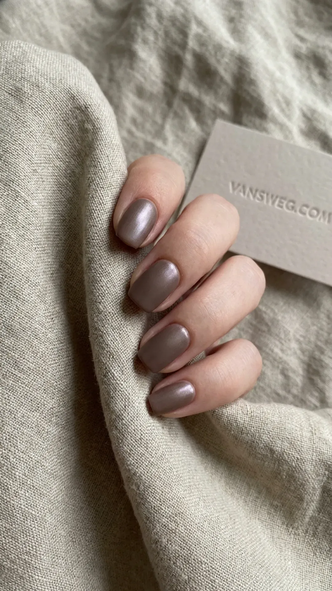 muted dusty espresso chrome nails soft brown by VANSWEG.COM