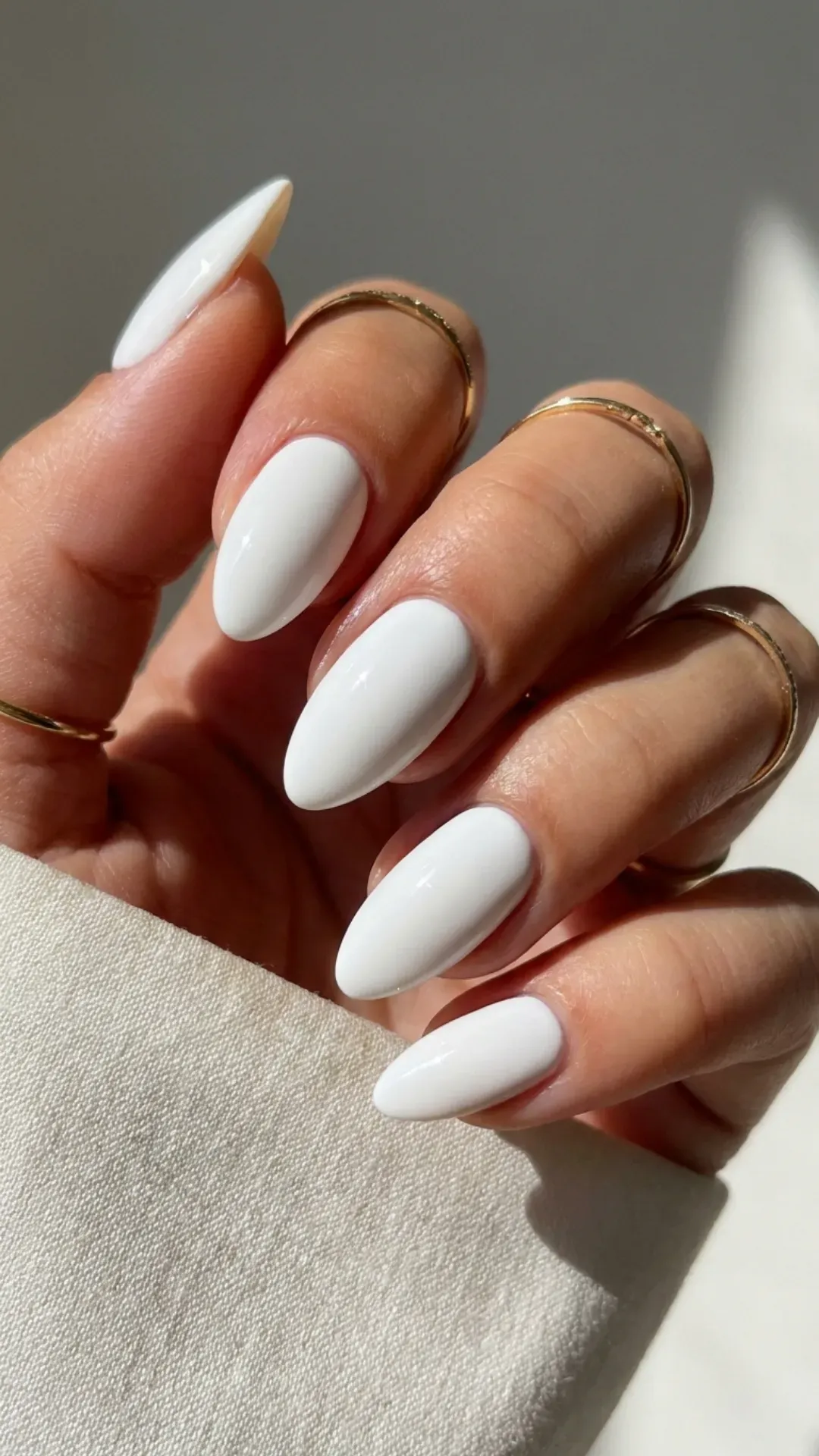 crisp bright opaque white almond nail polish for summer by VANSWEG.COM
