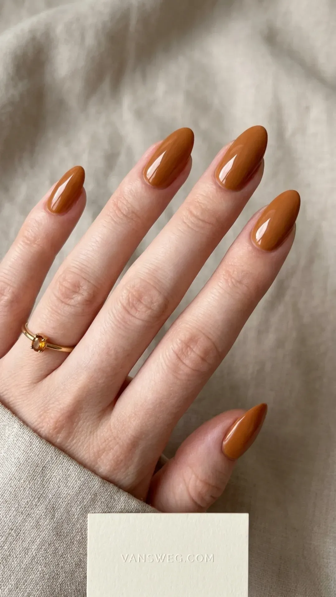  warm rich golden brown toasted caramel almond nail color by VANSWEG.COM
