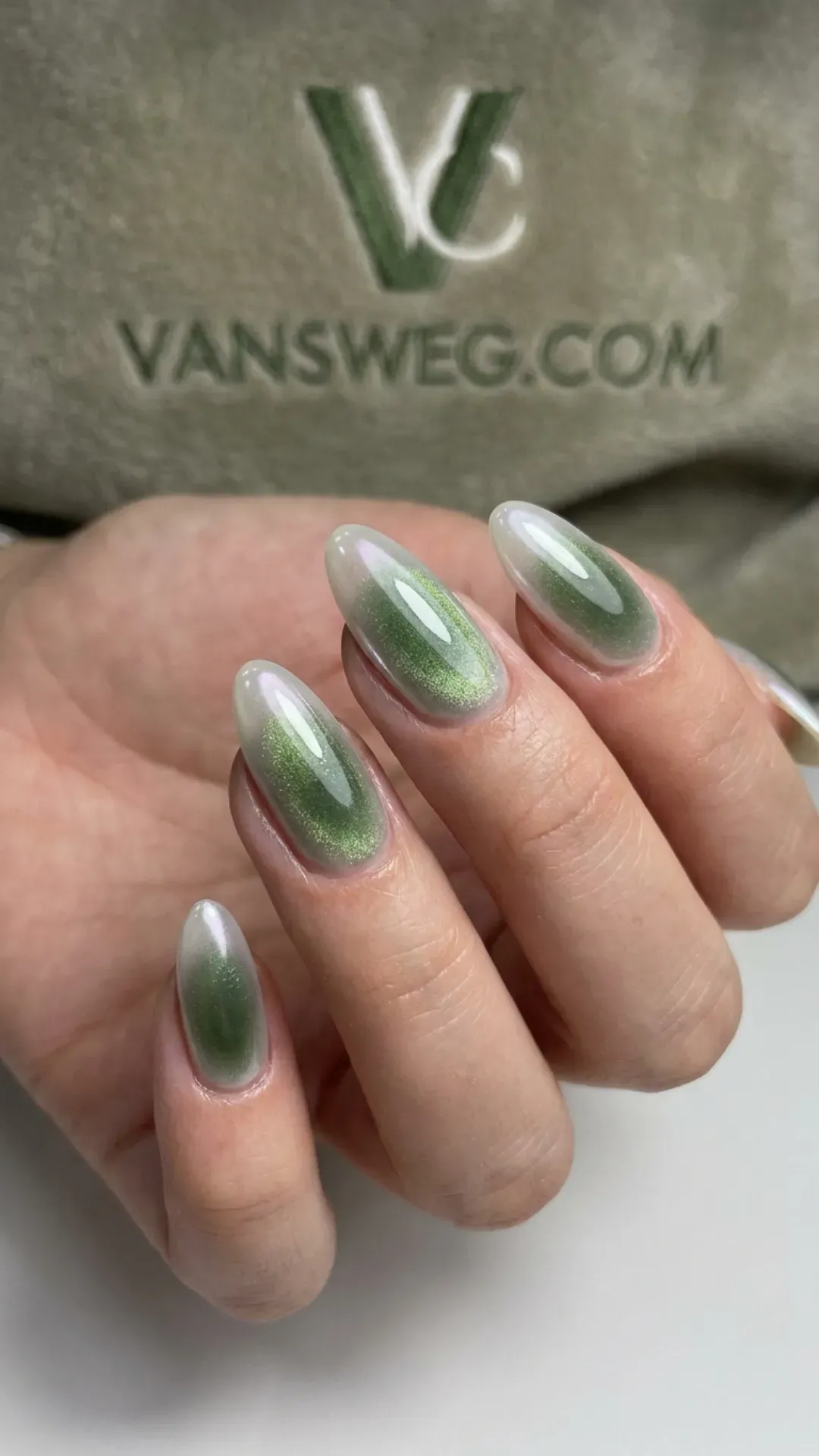  frosty glazed donut matcha green velvet magnetic cat-eye nails by VANSWEG.COM