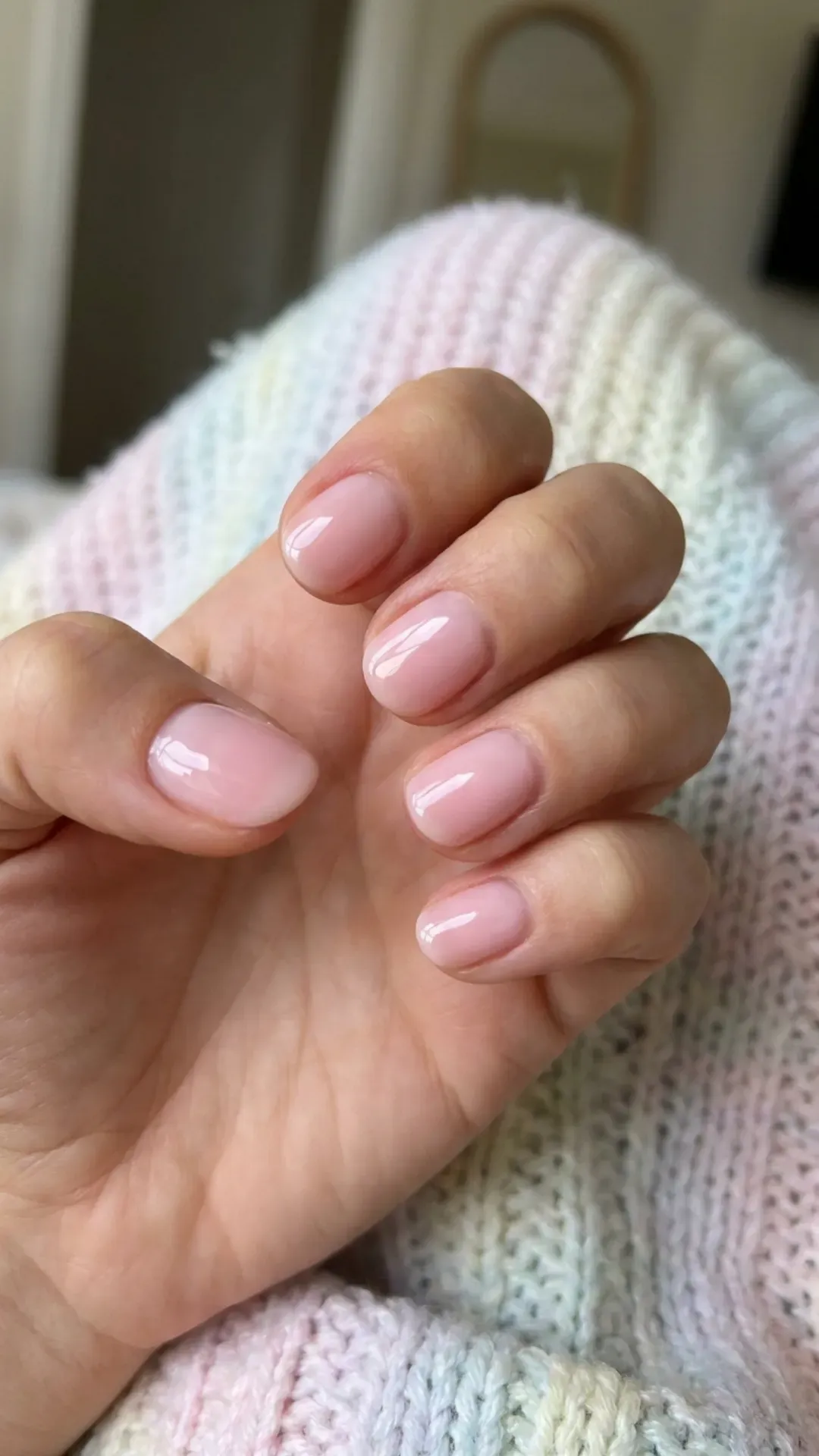 Soft Baby Pink Natural Nails - Wet-look baby pink nails with a natural round shape