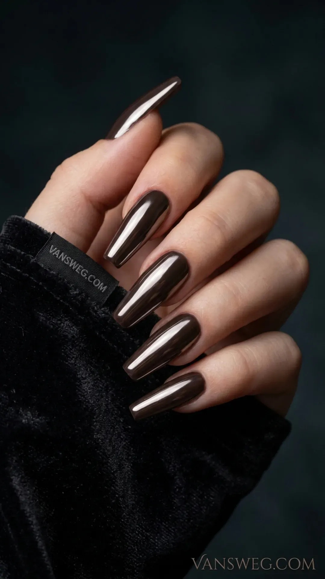 dark mocha glazed coffin nails dramatic rich girl manicure by VANSWEG.COM