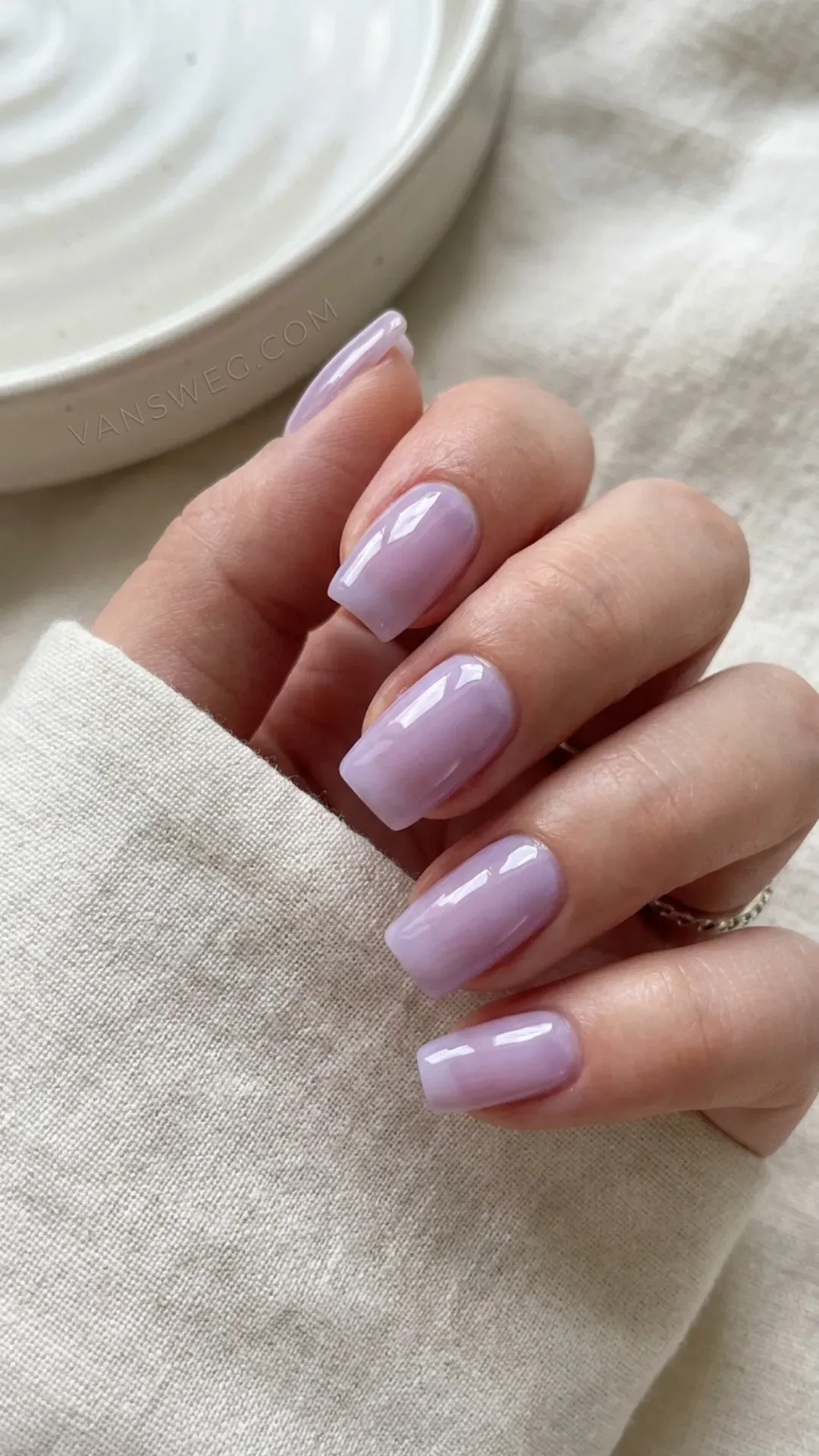  sheer pastel lavender jelly korean glass nails by VANSWEG.COM