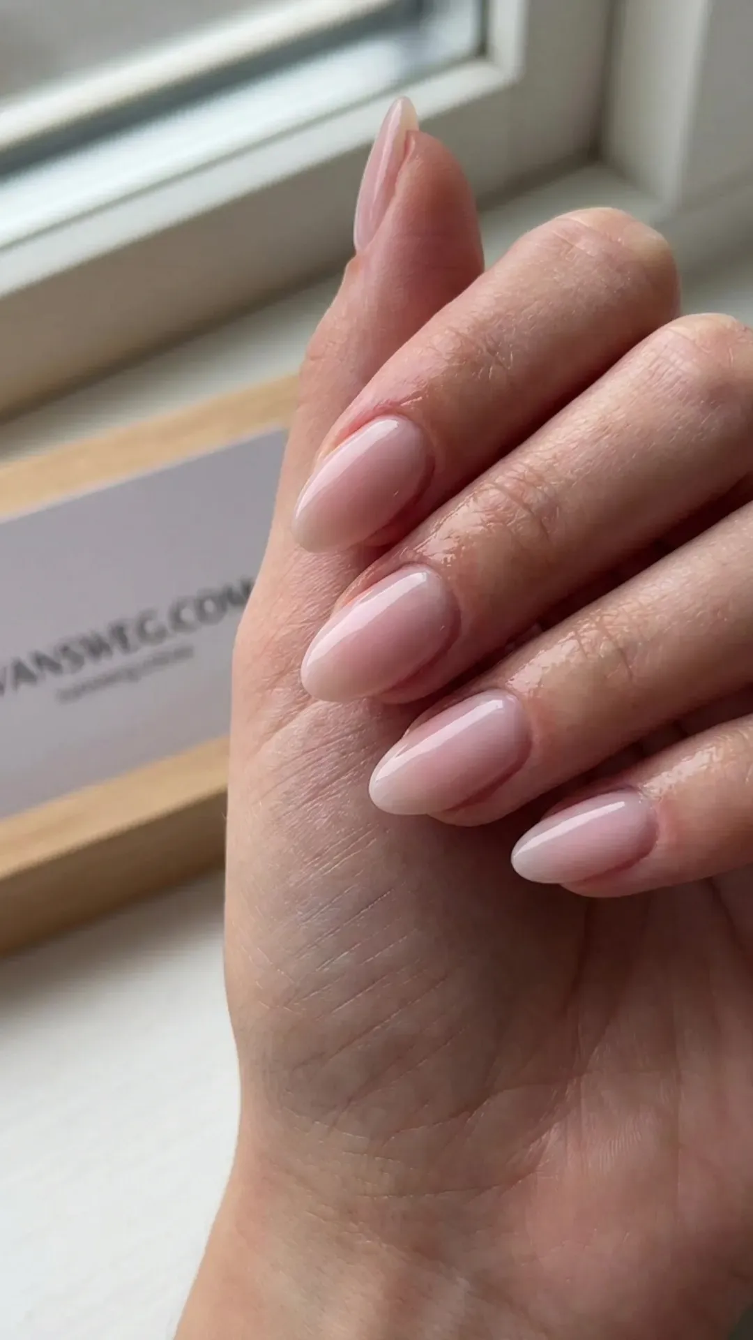short almond shaped milky soap nails trendy manicure by VANSWEG.COM