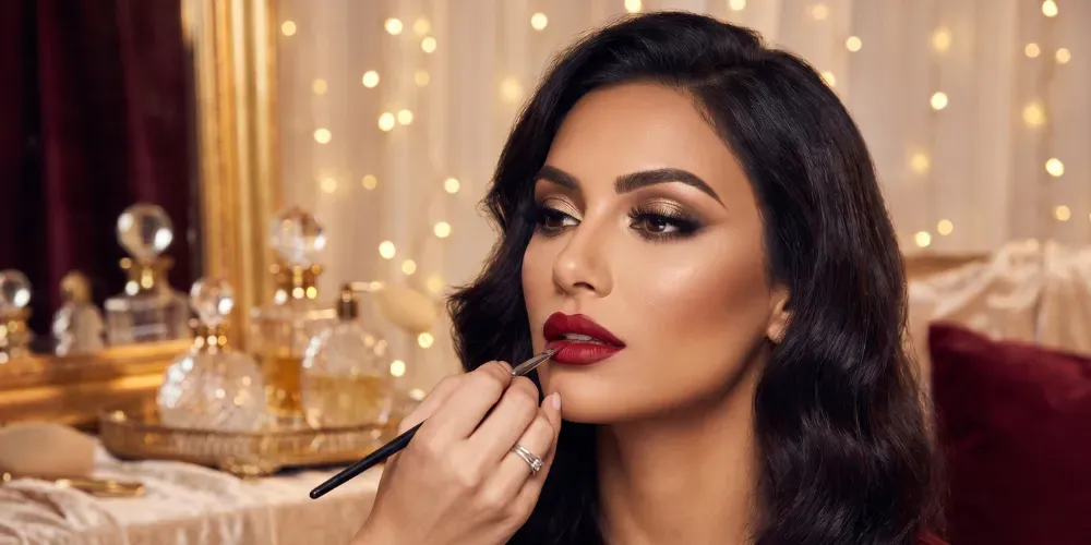 Elegant celebrity on the red carpet, turning heads in a glamorous gown, her makeup flawlessly accentuating her features, embodying sophisticated makeup tips for special occasions
