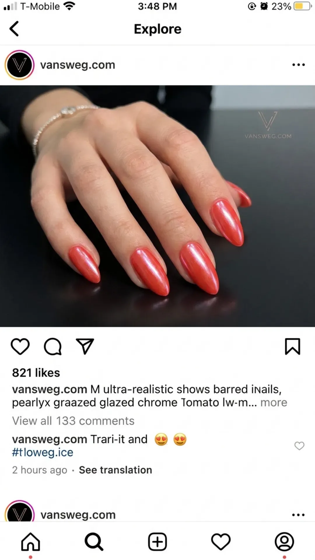 glazed donut chrome tomato red summer nails by VANSWEG.COM