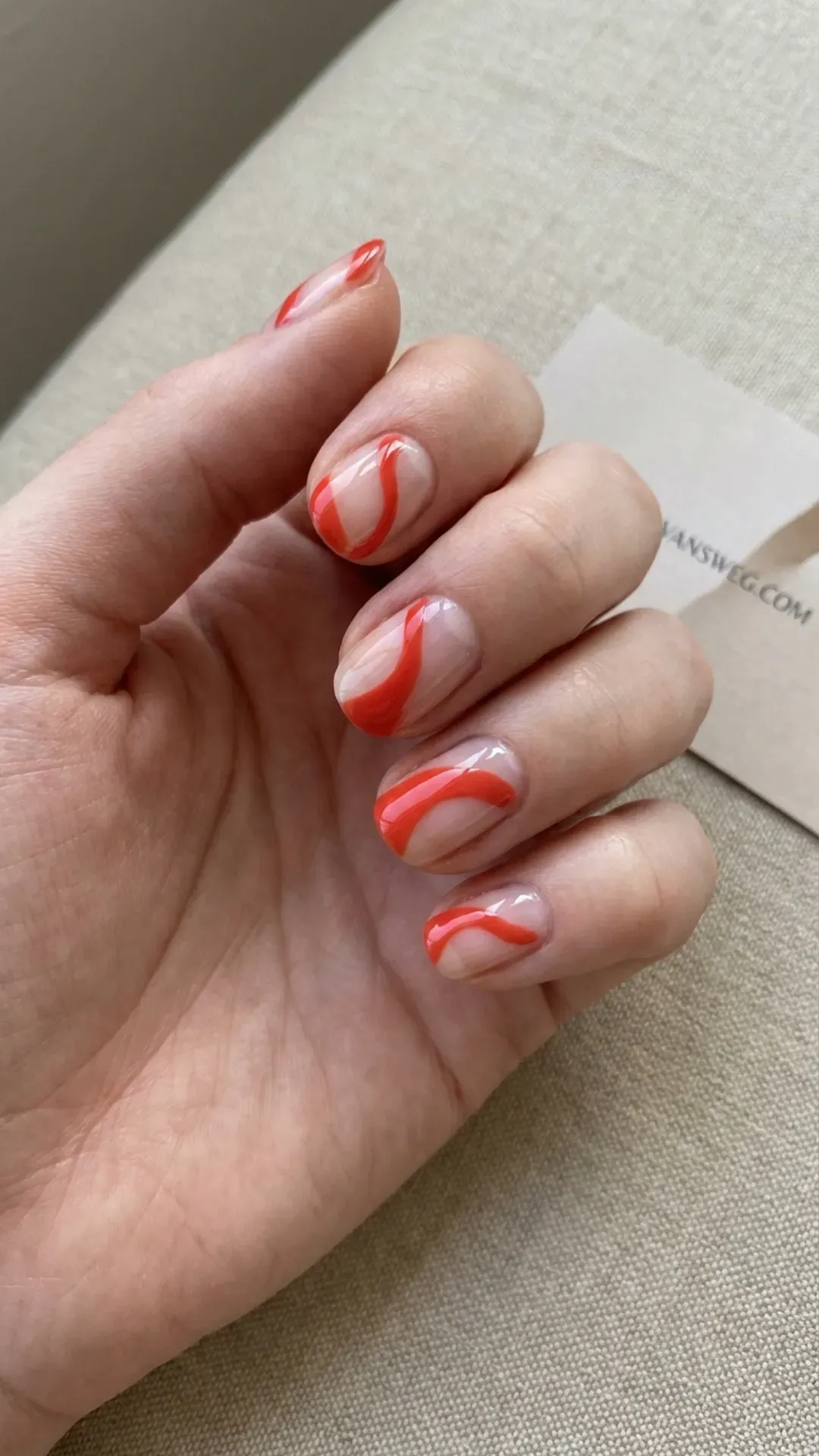 abstract negative space tomato red summer nail art by VANSWEG.COM