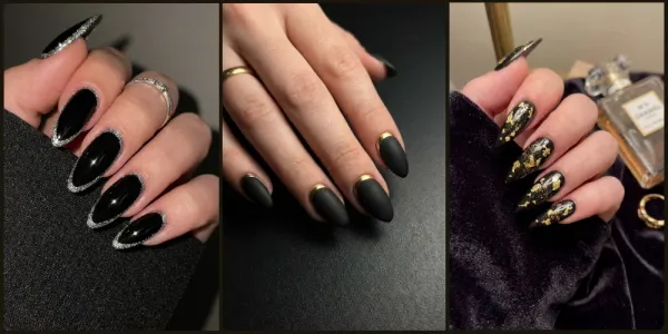 25+ Gorgeous Black Glitter Nail Design Ideas