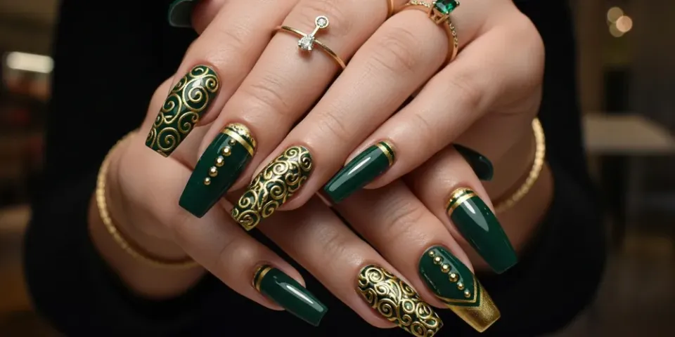 25 Green Prom Nails Ideas That Will Make Your Prom Look Unforgettable